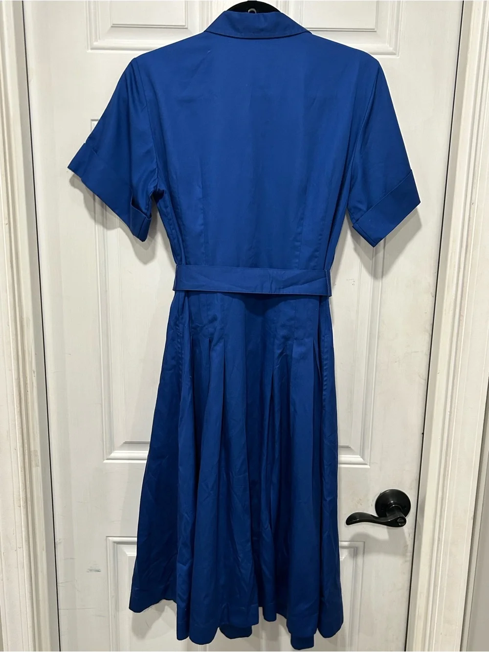 Brooks Brothers Signature A-Line Cotton Sateen Shirt Dress Belted Blue Sz 8